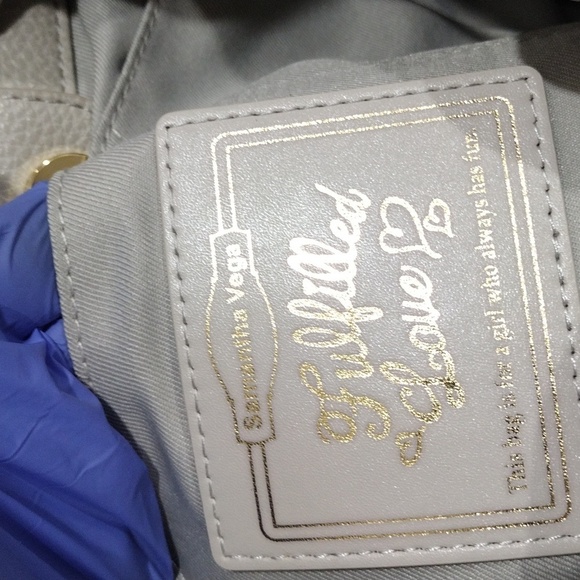 Grey Leather Fringe Drawstring Handbag by Samantha Vega – Magnetic Closure Bag - Picture 12 of 17